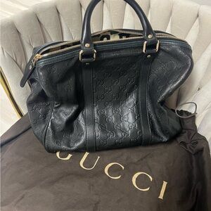 Authentic Gucci Black and Green Canvas Bag